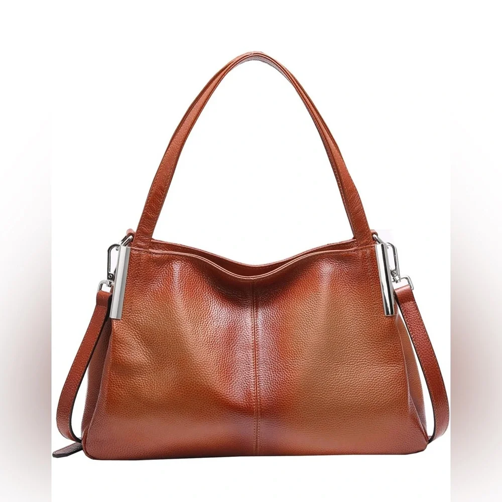 Chic Brown Leather Shoulder Bag - Picture 3 of 14